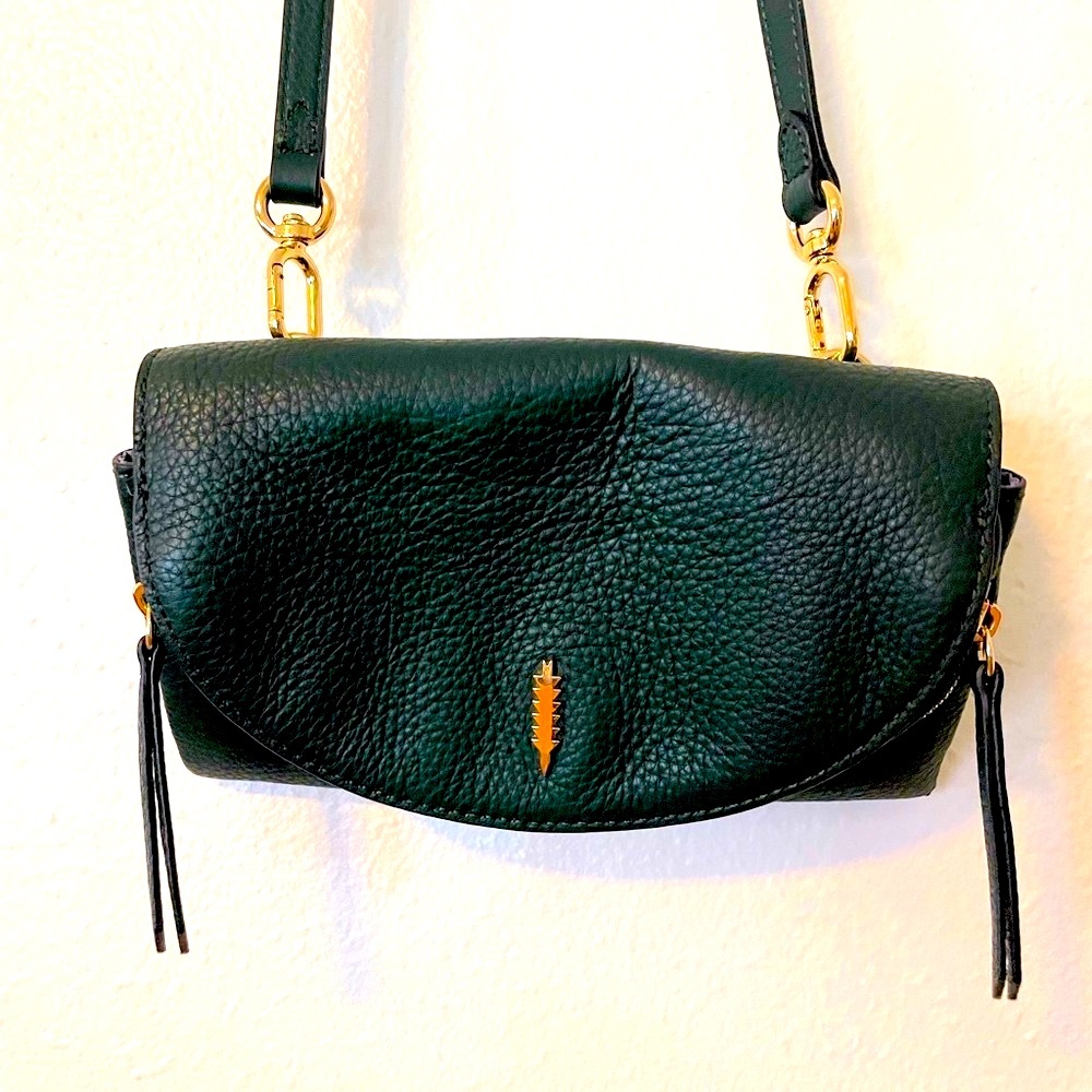 NWOT THACKER Nikki Leather Crossbody Bag, Hunter Green